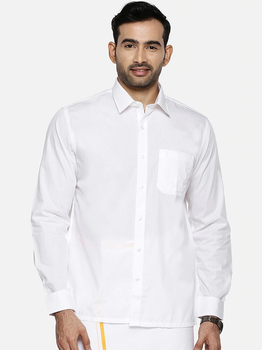

Ramraj Men White Tailored Fit Cotton Casual Shirt