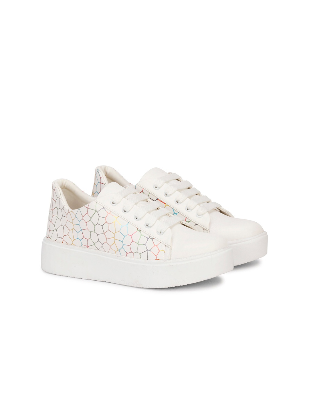 

XE Looks Women White Printed Sneakers