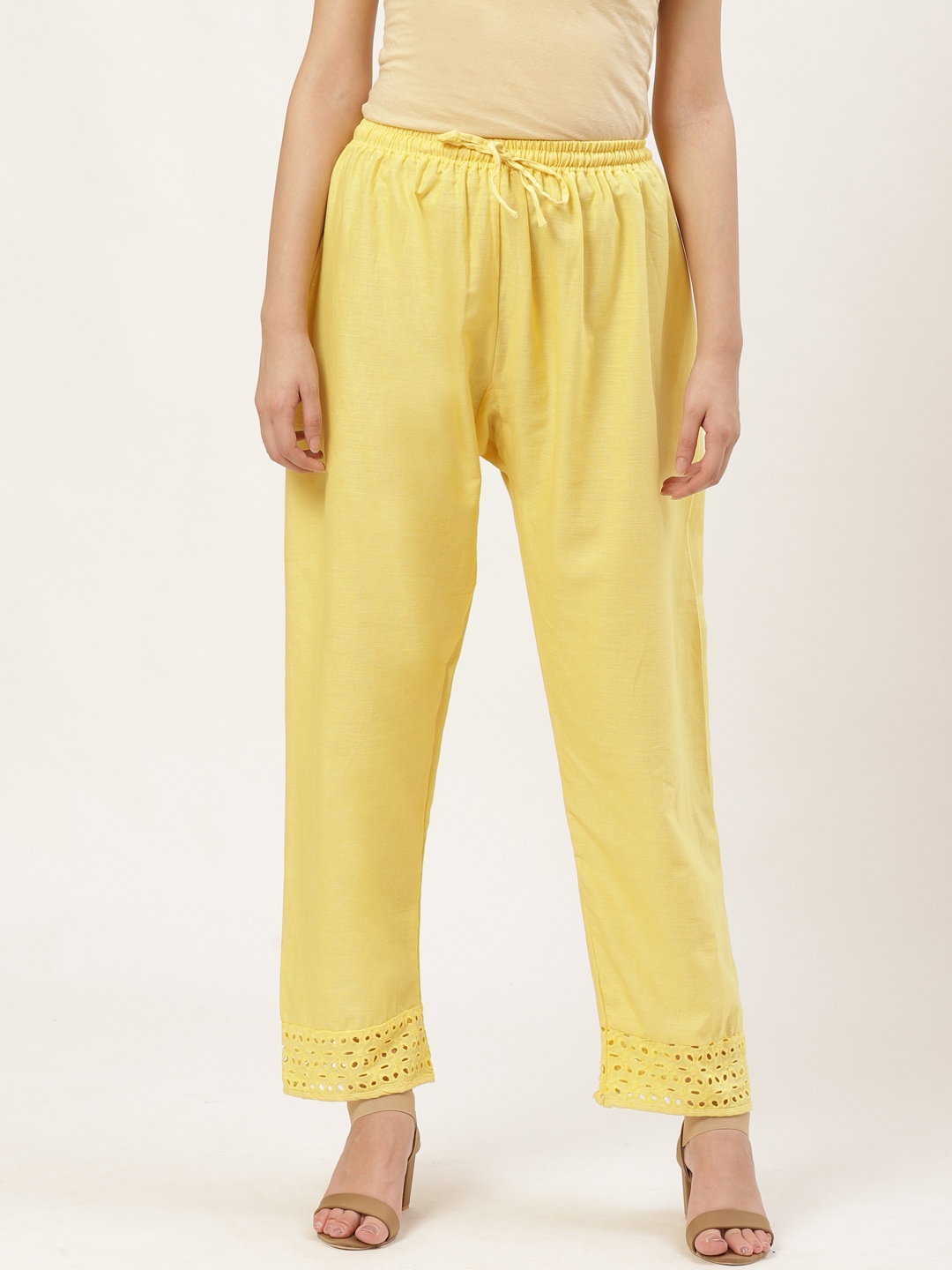 

Vastraa Fusion Women Yellow Pure Cotton Ethnic Palazzos