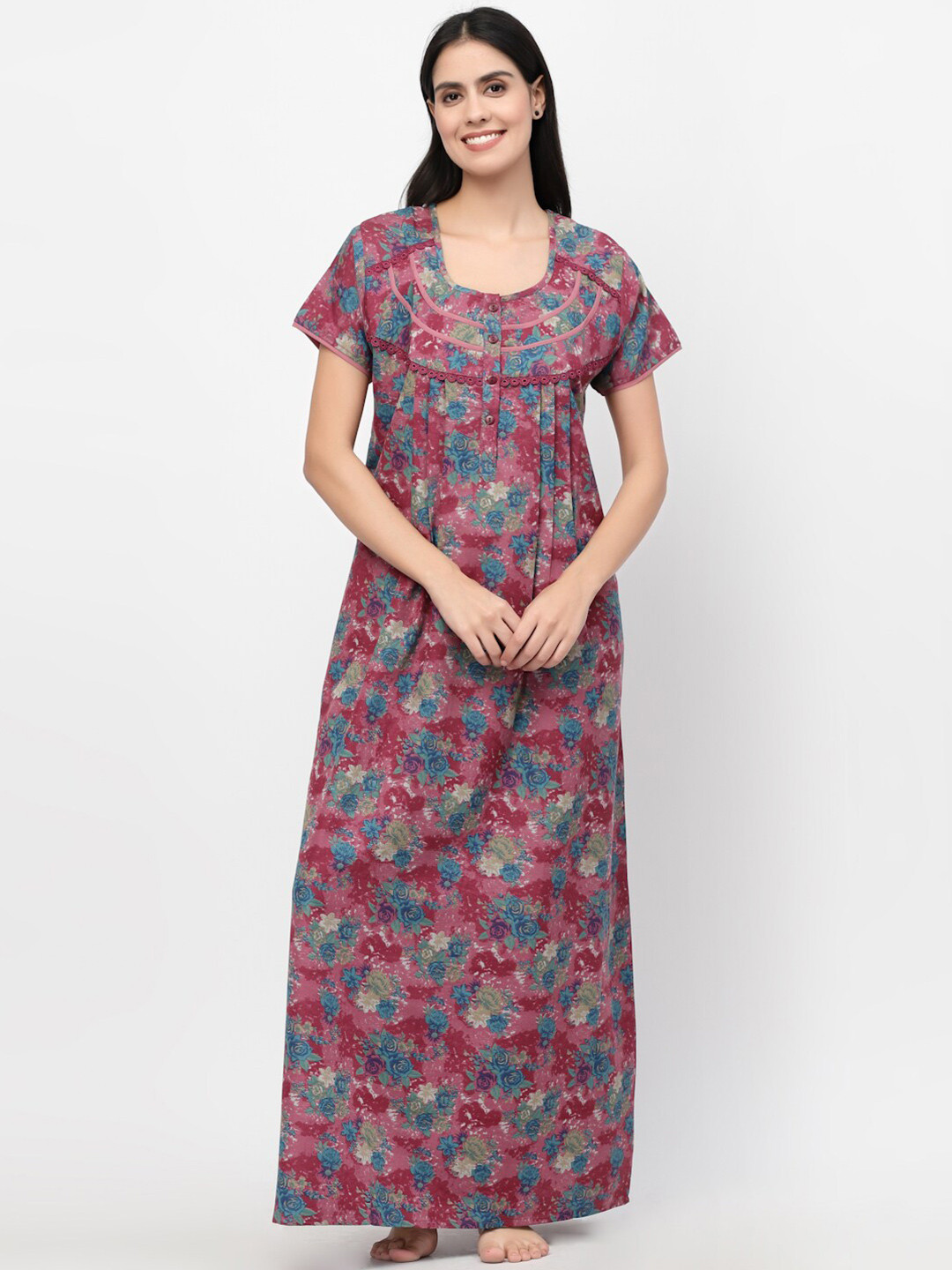 

Sweet Dreams Pink Printed Maxi Nightdress