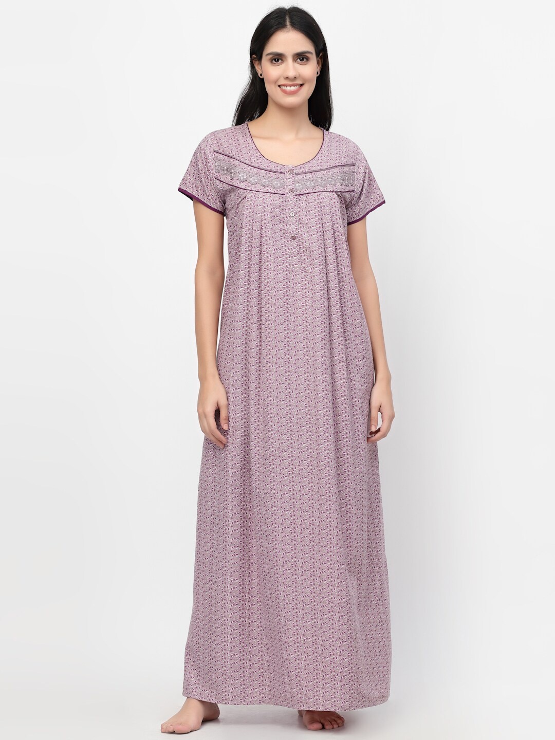 

Sweet Dreams Purple Printed Maxi Nightdress