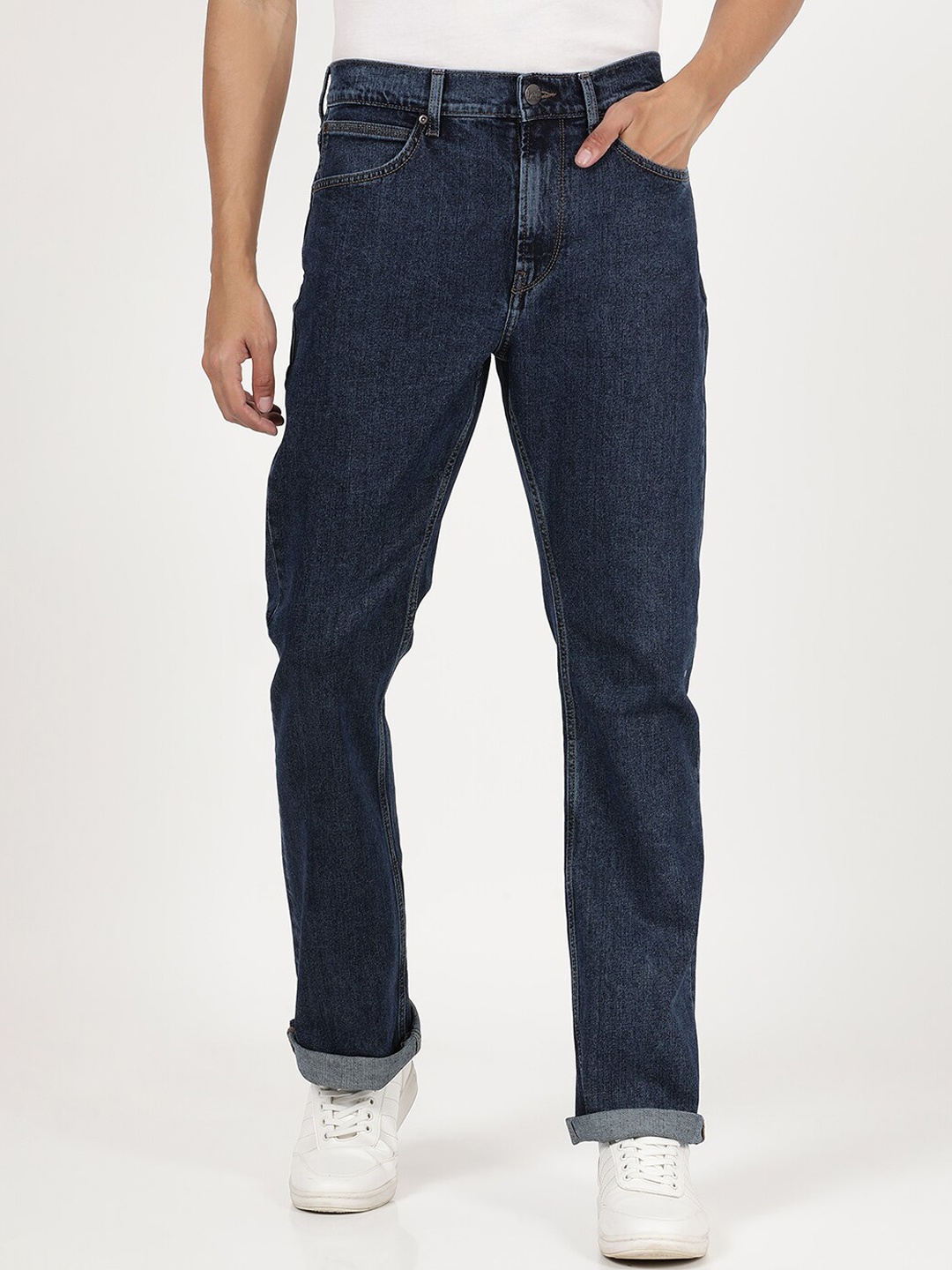 

Lee Men Blue Solid Cotton Clean Look Regular Fit Jeans
