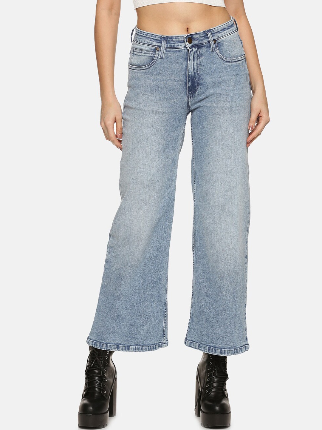 

ISU Women Relaxed Fit High-Rise Heavy Fade Jeans, Blue