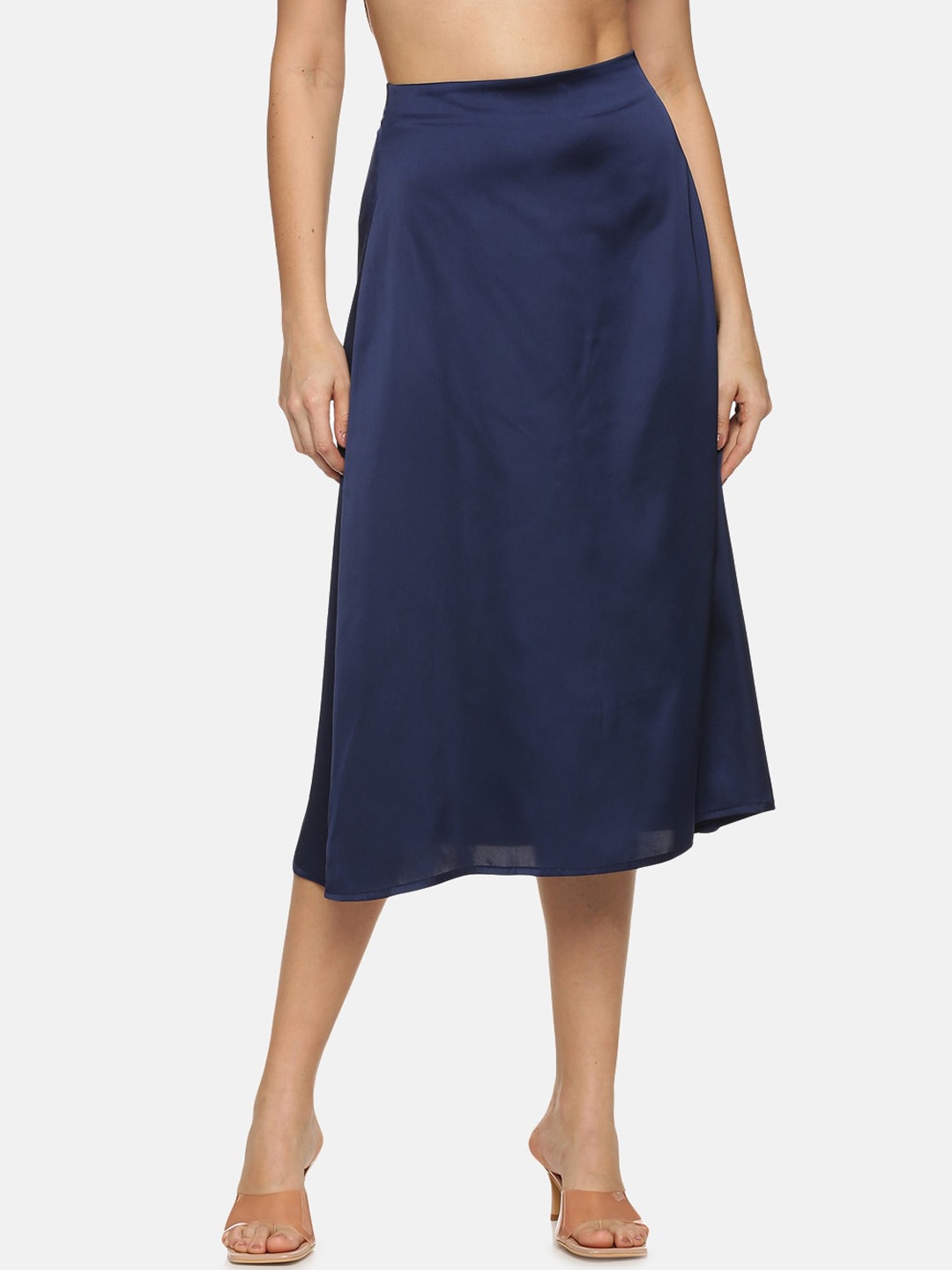 

ISU Women Blue Solid Midi Skirt