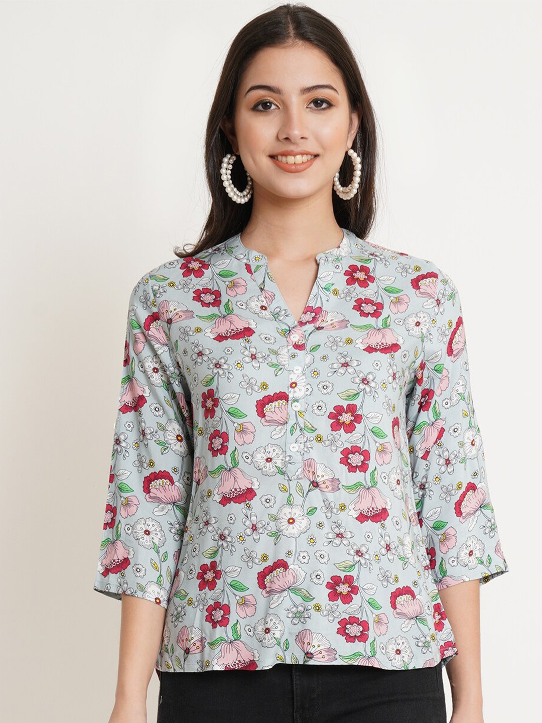 

IX IMPRESSION Women Floral Printed Top, Green