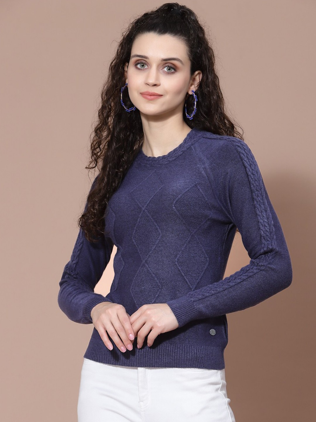 

Wool Trees Women Blue Solid Pullover