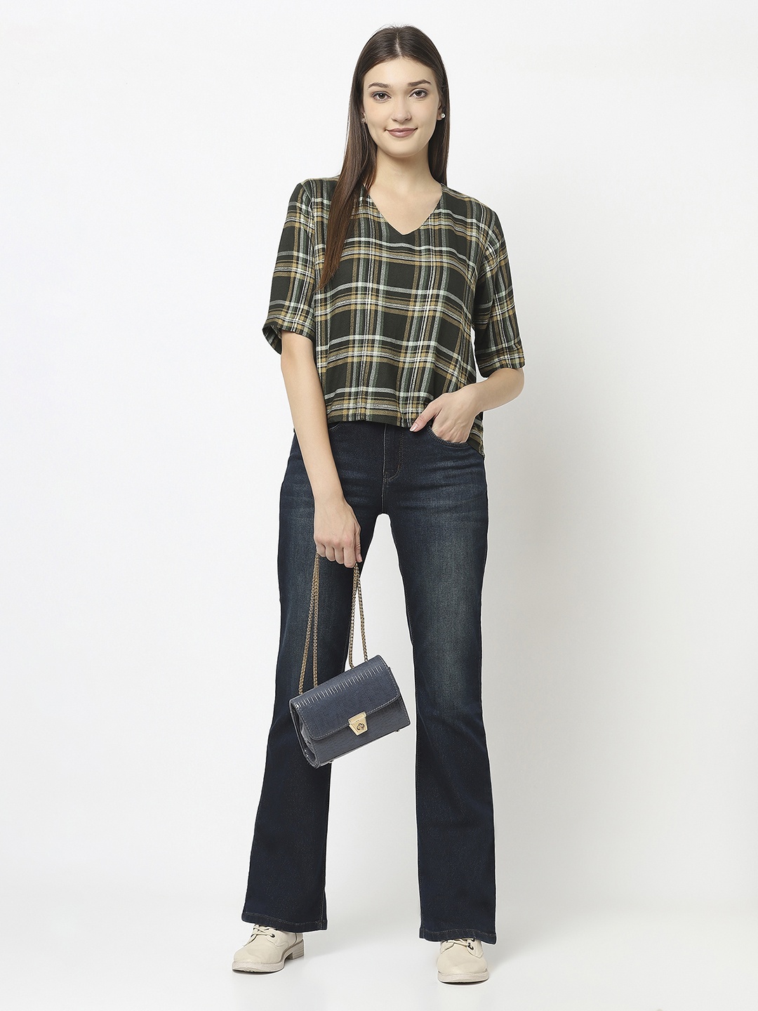 

Crimsoune Club Women Green Checked Top
