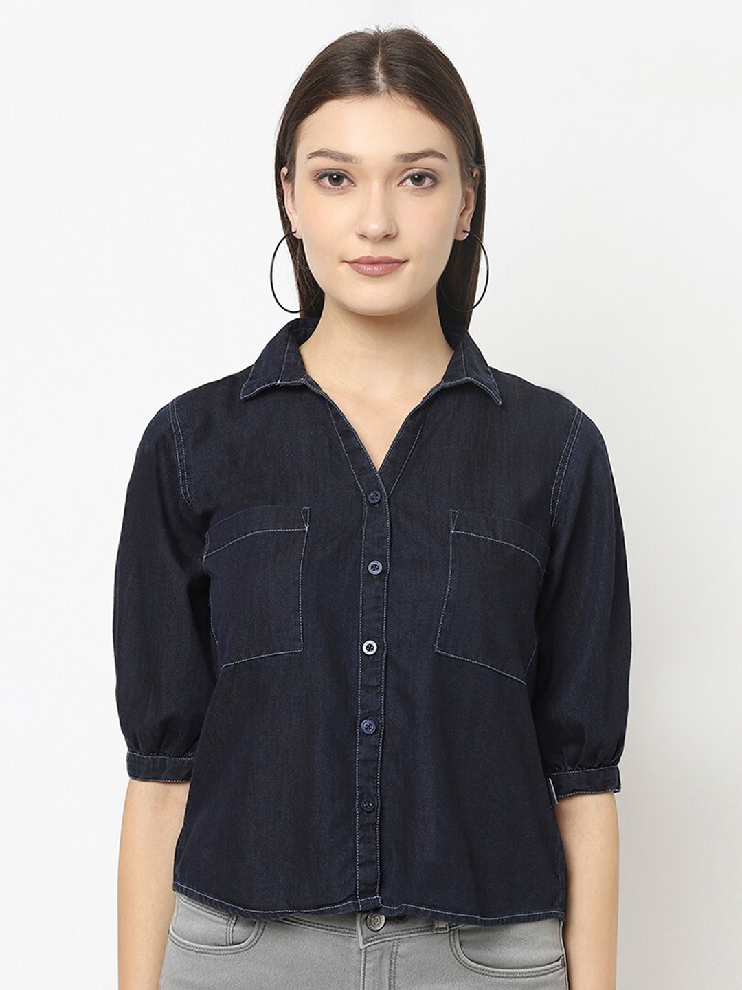 

Crimsoune Club Women Shirt Style Top, Navy blue