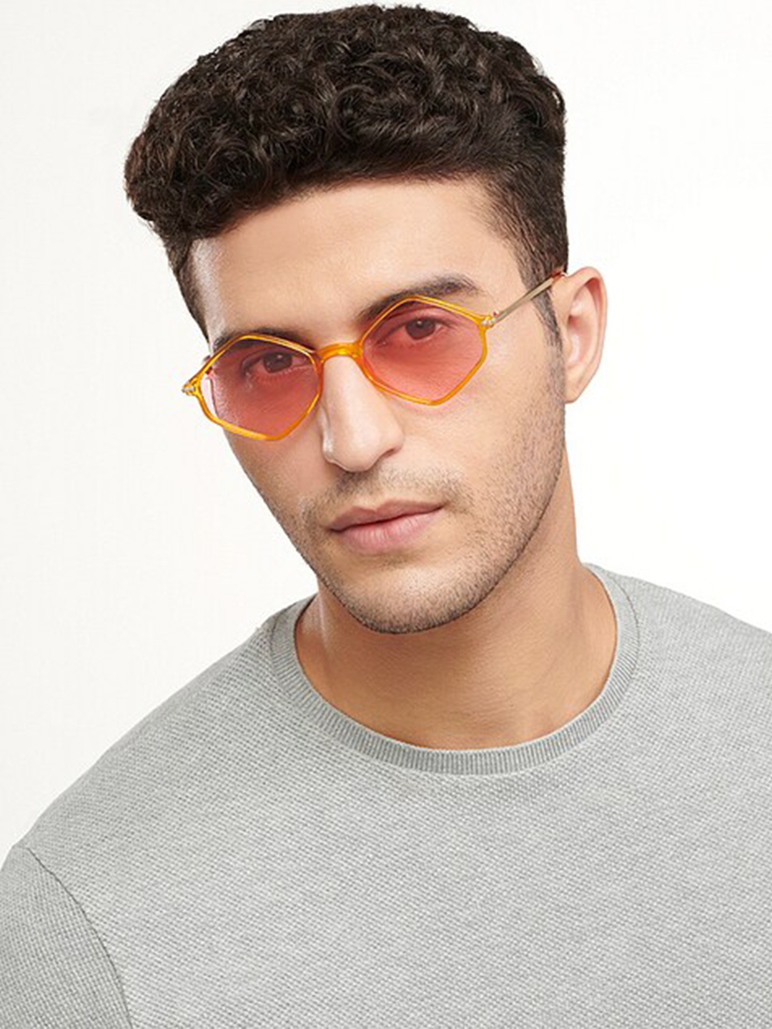 

Vincent Chase by Lenskart Unisex Pink Lens & Yellow Geometric Sunglasses With UV Protected Lens 201187