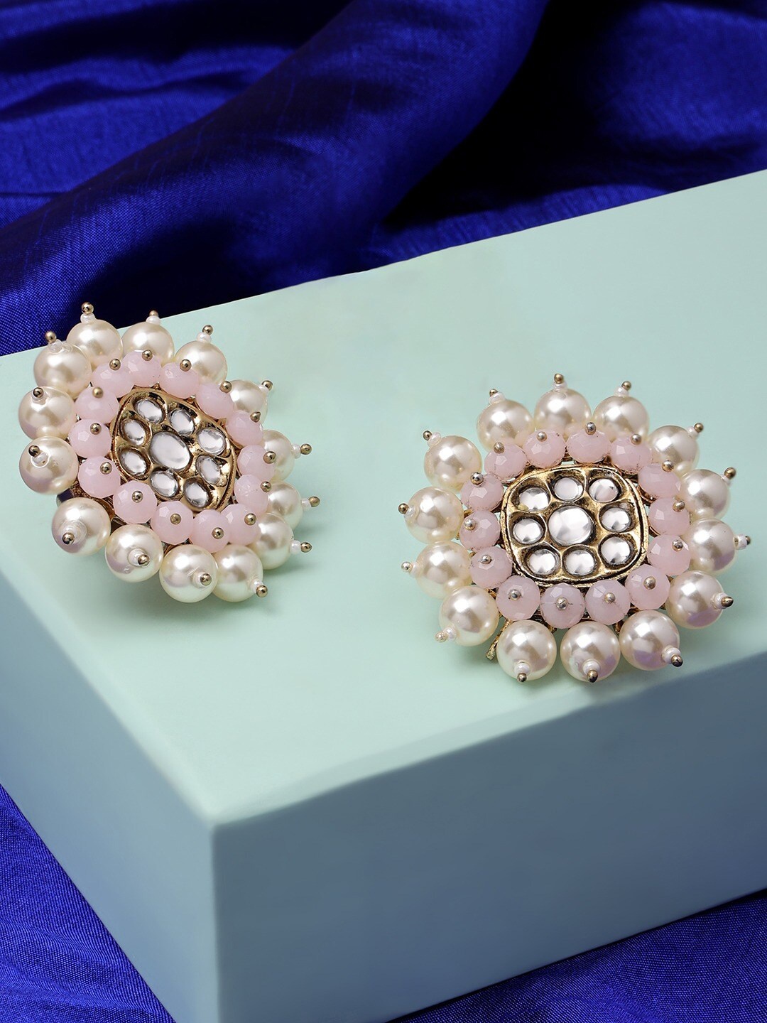 

Zaveri Pearls Women Pink Contemporary Studs Earrings