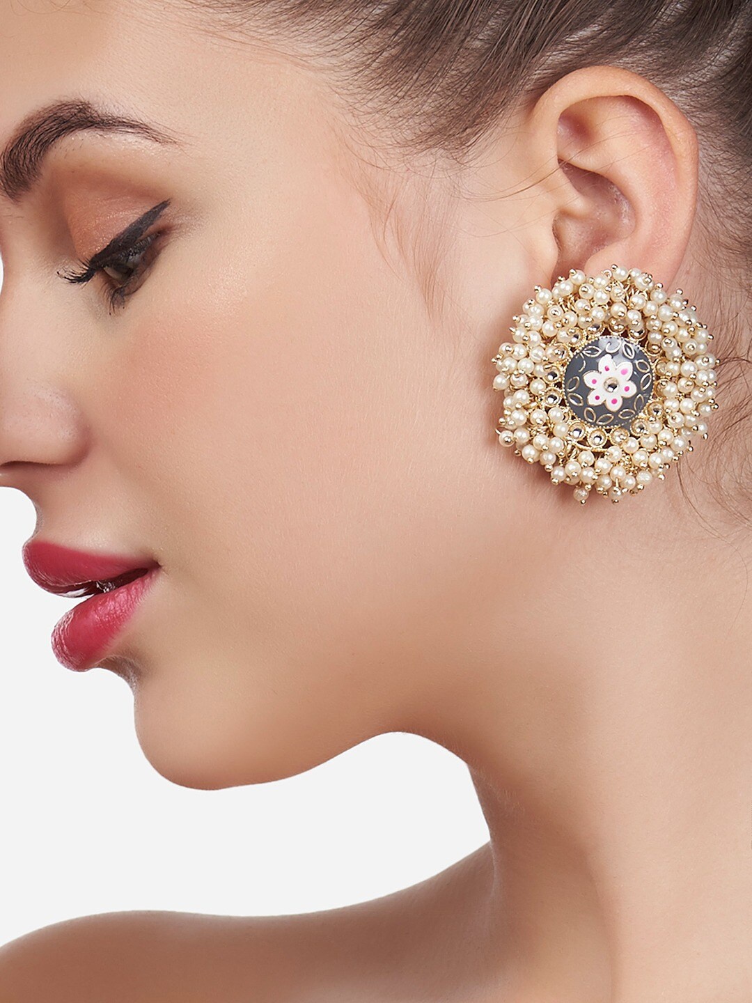 

Zaveri Pearls Grey Contemporary Studs Earrings