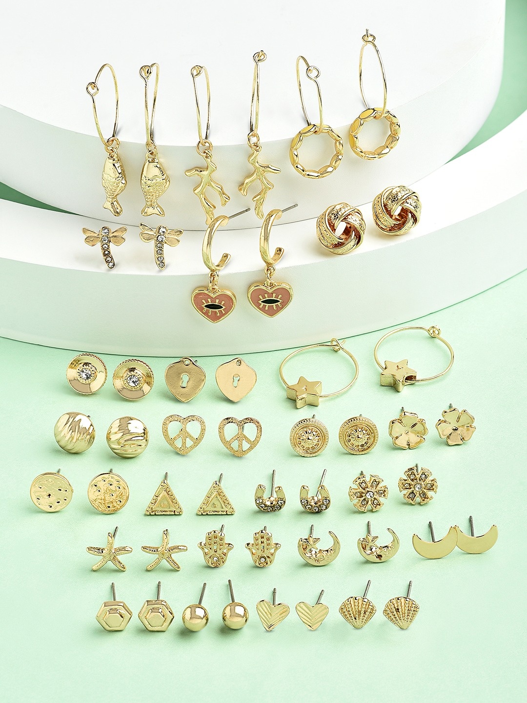 

Zaveri Pearls Set Of 25 Gold-Plated Contemporary Studs Earrings
