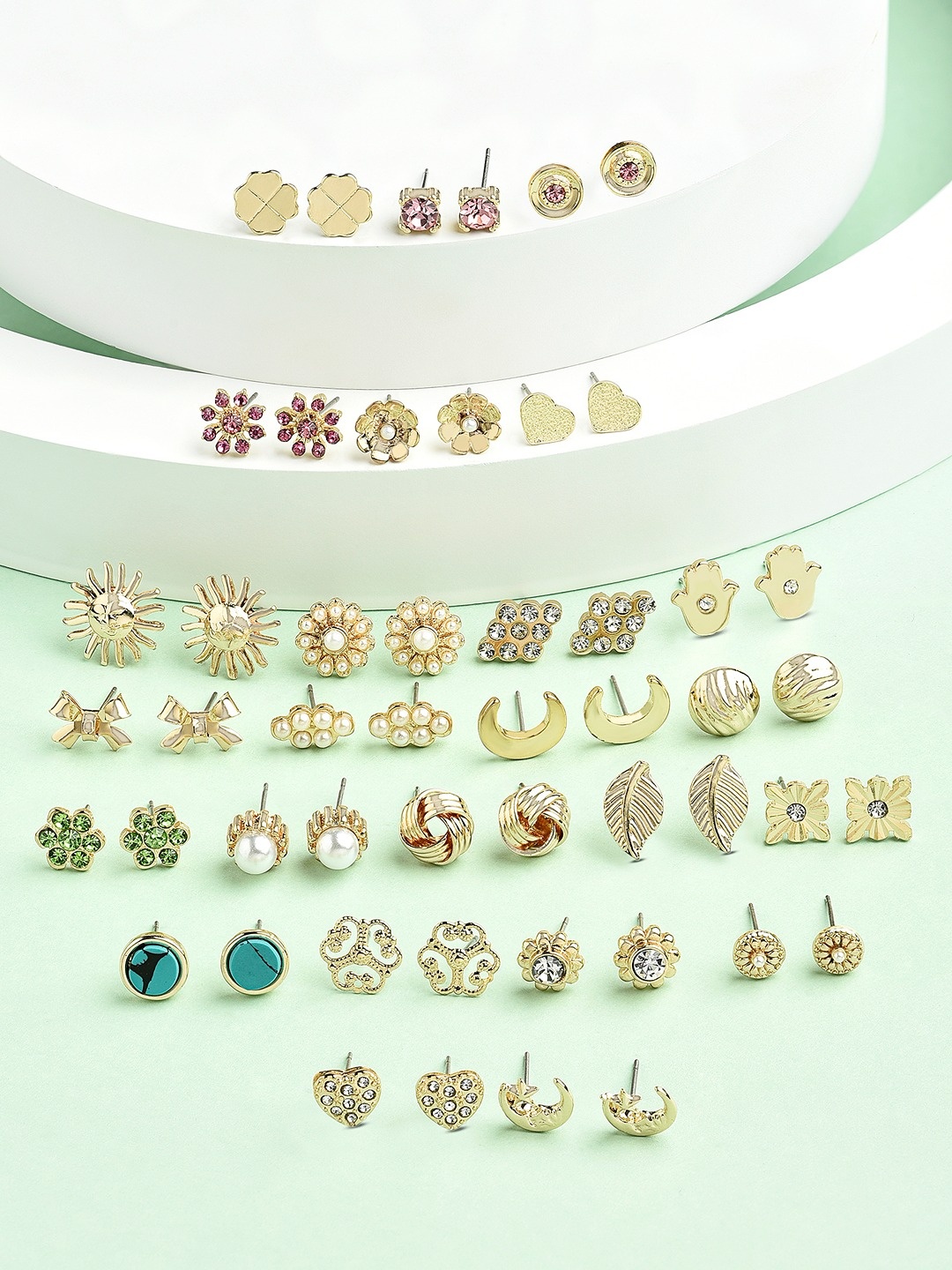 

Zaveri Pearls Pack Of 25 Gold-Plated Contemporary Studs Earrings