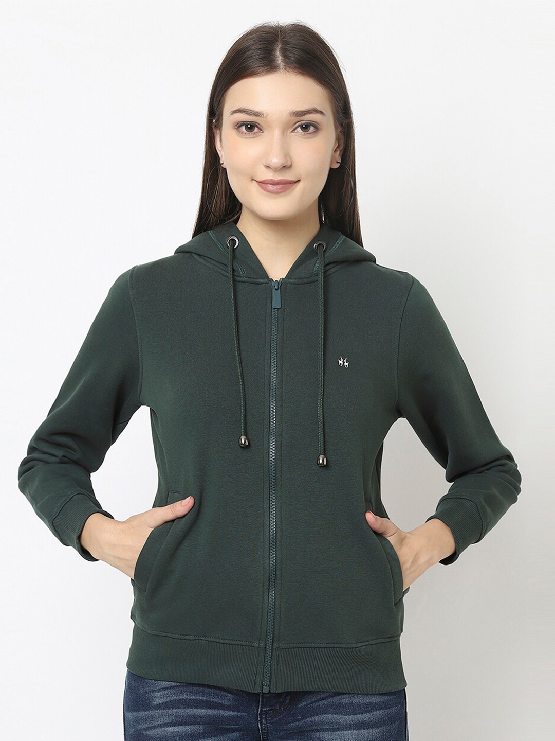 

Crimsoune Club Women Green Hooded Sweatshirt