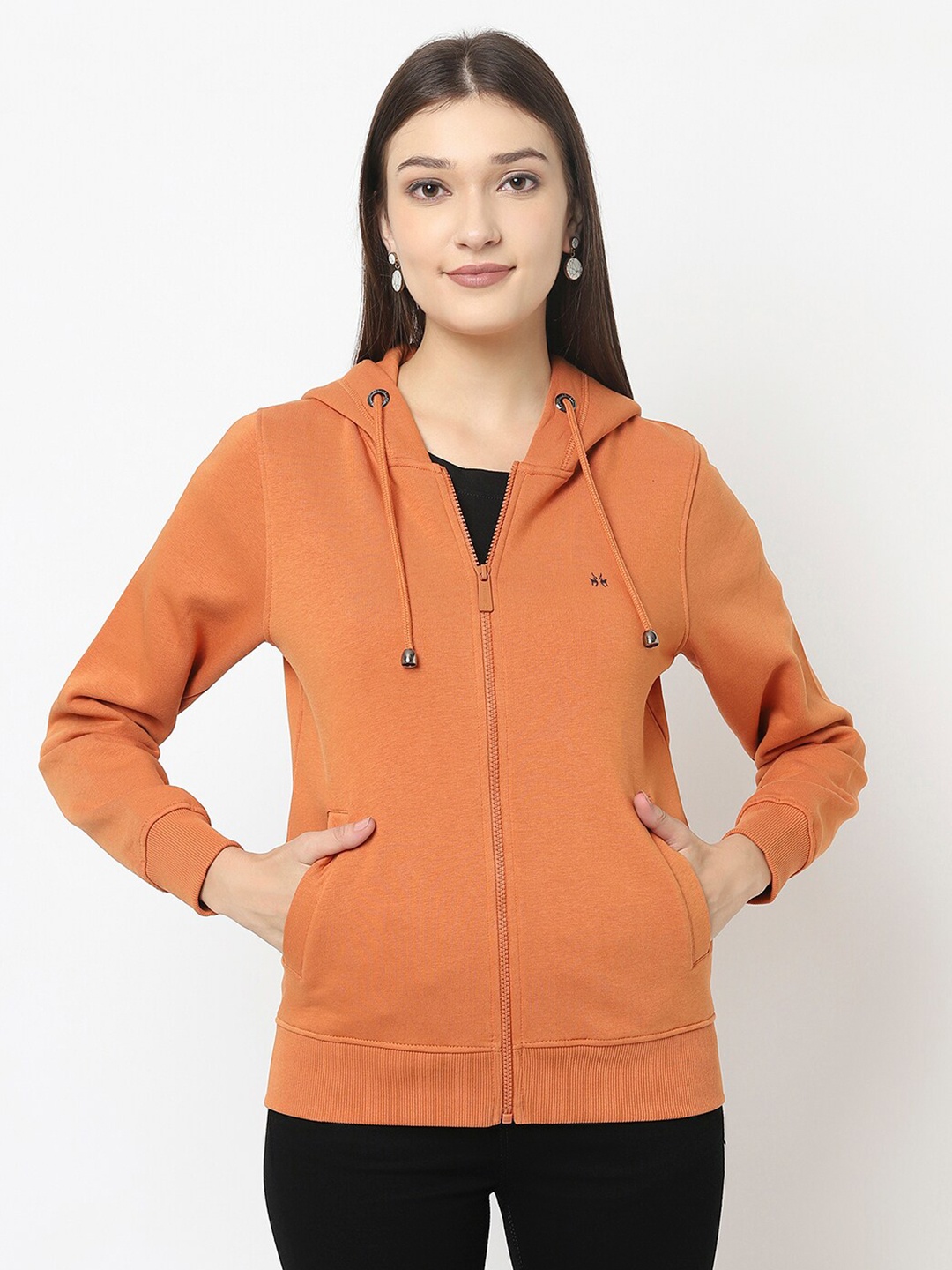 

Crimsoune Club Women Orange Hooded Sweatshirt