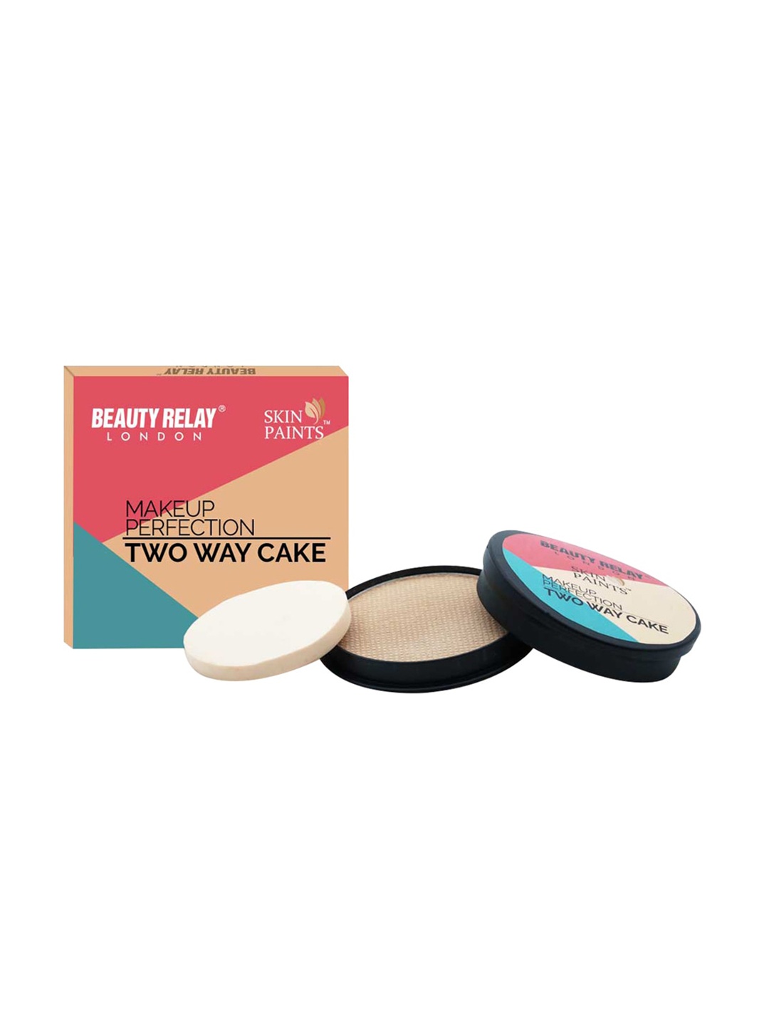 

BeautyRelay London Skin Paints Makeup Perfection Two Way Cake Compact Powder-15g, Nude