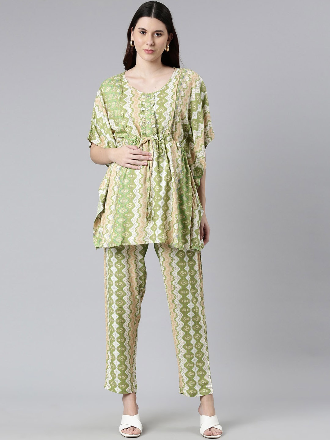 

GOLDSTROMS Women Green & White Printed Night suit FD-KFTNTST-19248-B