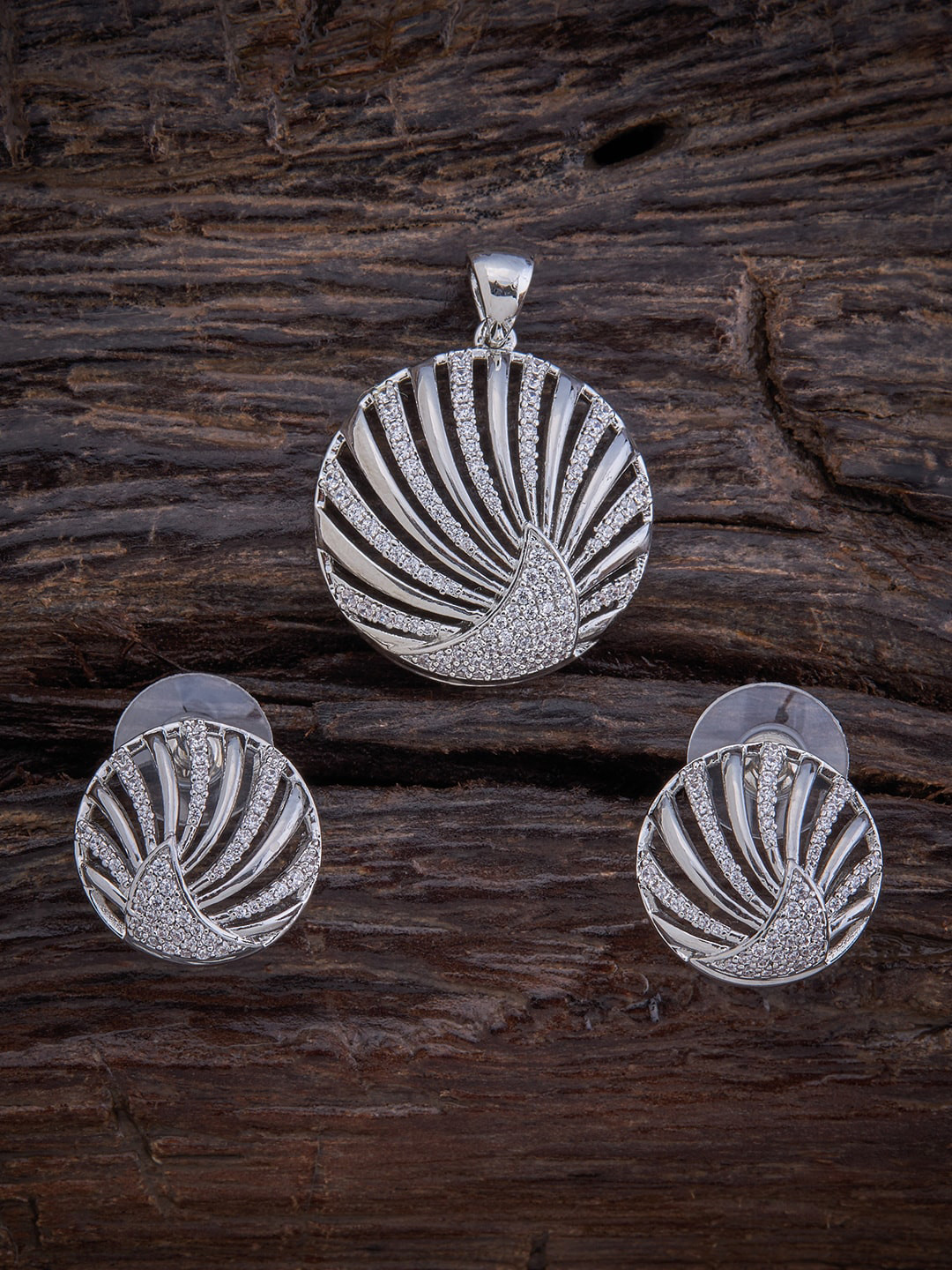 

Kushal's Fashion Jewellery Rhodium Polish With Sparkling Cubic Zirconia Jewellery Set, White