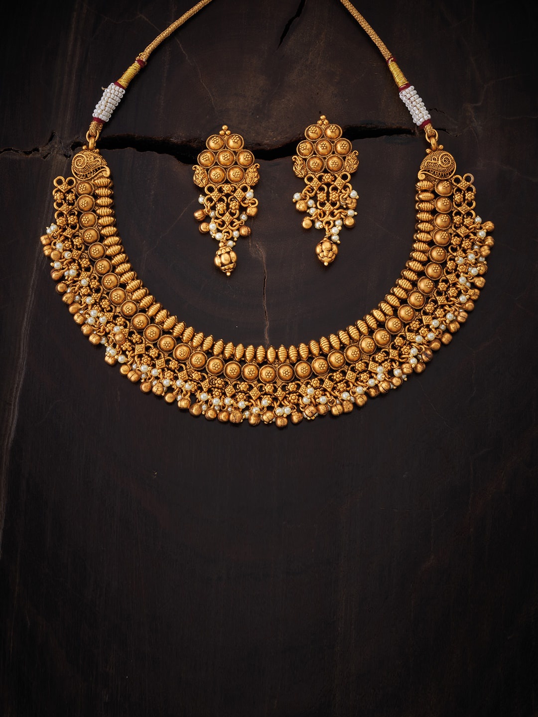 

Kushal's Fashion Jewellery Women Gold-Plated White Beaded Jewellery Set