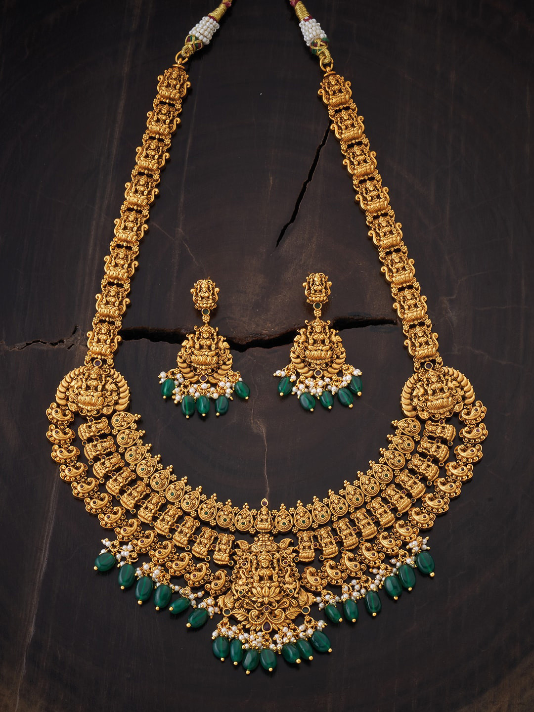 

Kushal's Fashion Jewellery Gold-Toned Pink & Green Artificial Stones and Beads Jewellery Set