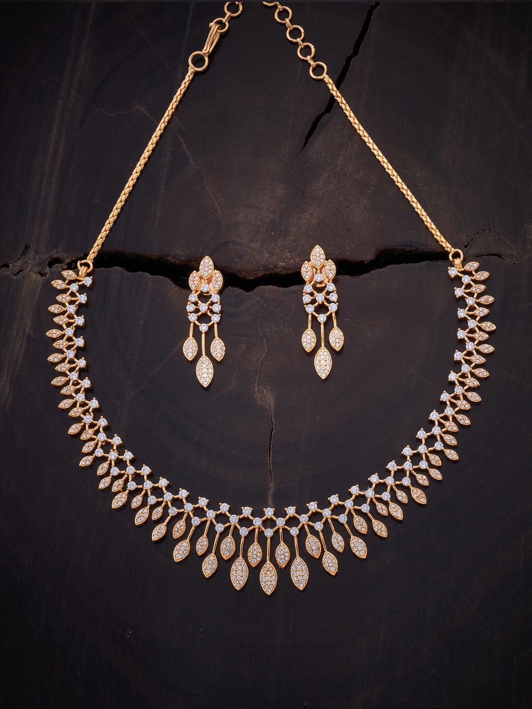 

Kushal's Fashion Jewellery Gold-Plated White CZ-Studded Jewellery Set