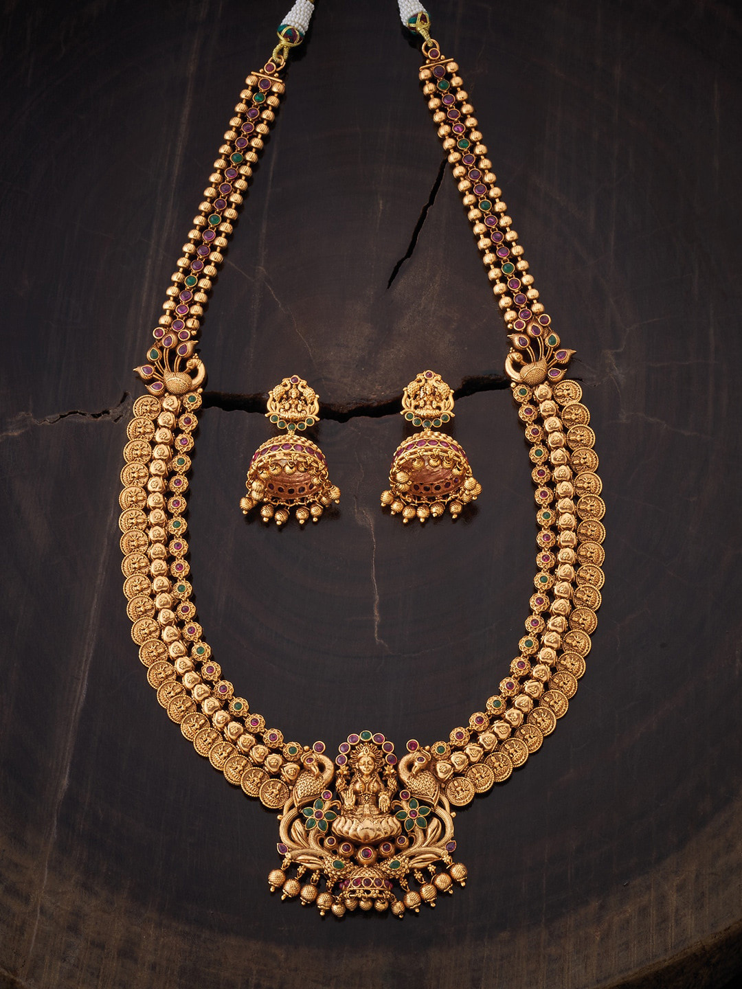 

Kushal's Fashion Jewellery Gold-Toned & Pink Stones-Studded Embellished Jewellery Set