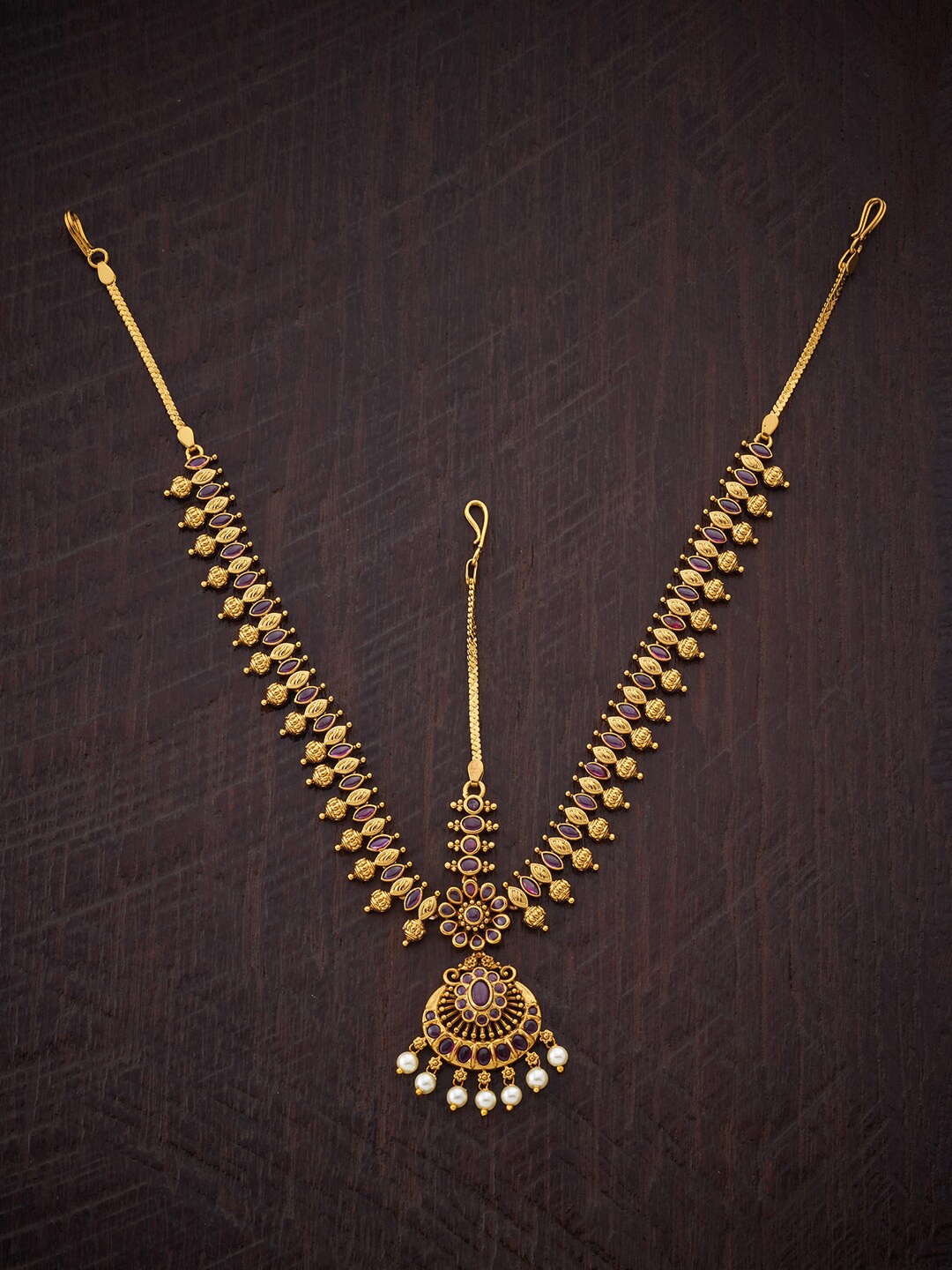 

Kushal's Fashion Jewellery Gold-Toned & White Stone Studded Matha-Patti