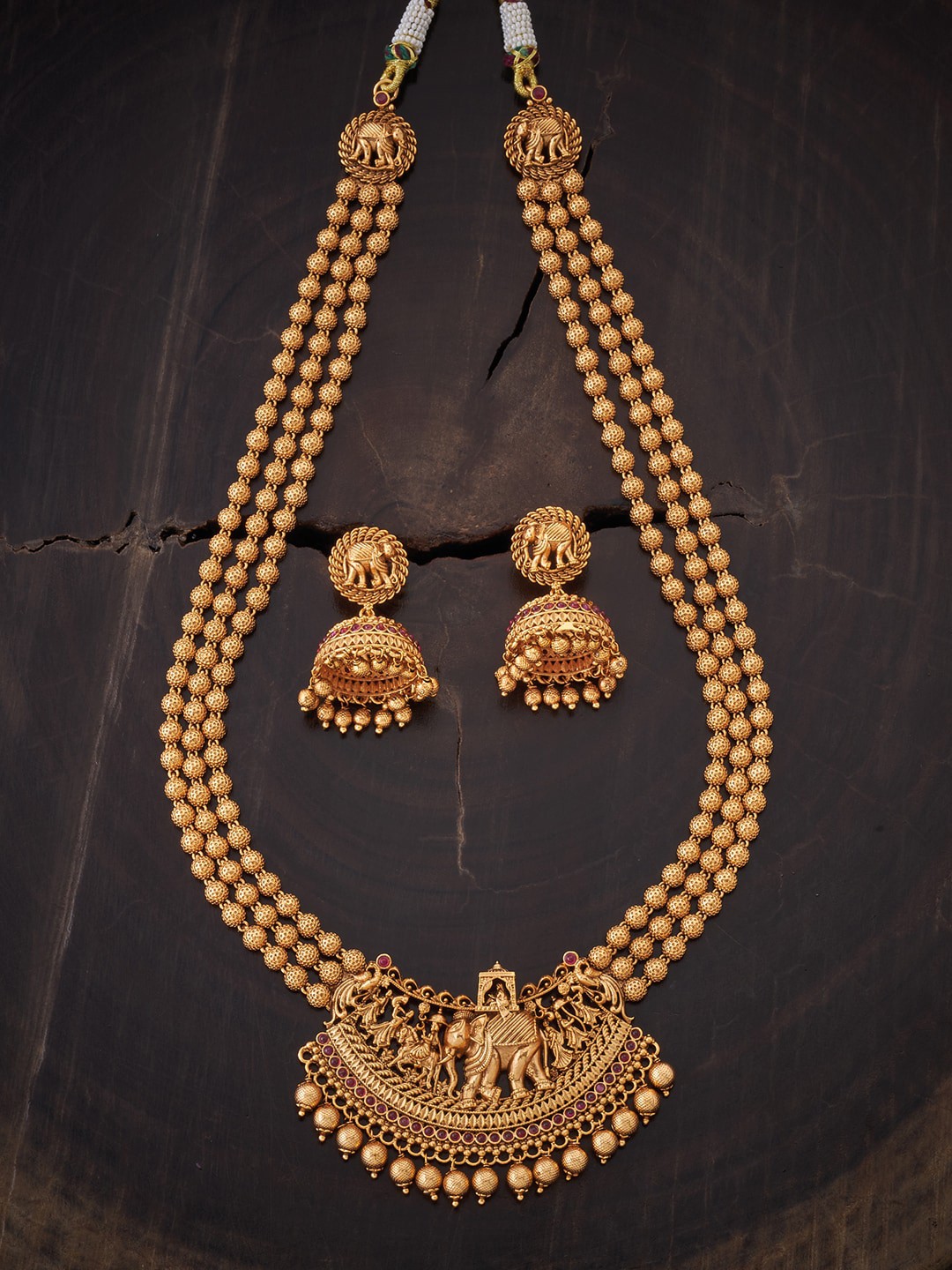 

Kushal's Fashion Jewellery Gold-Toned Pink Stone-Studded Jewellery Set