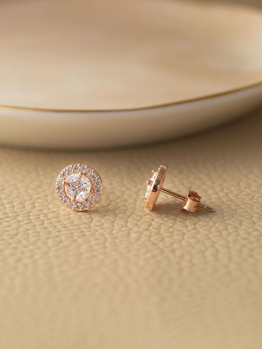 

MANNASH Circular Studs Earrings, Rose