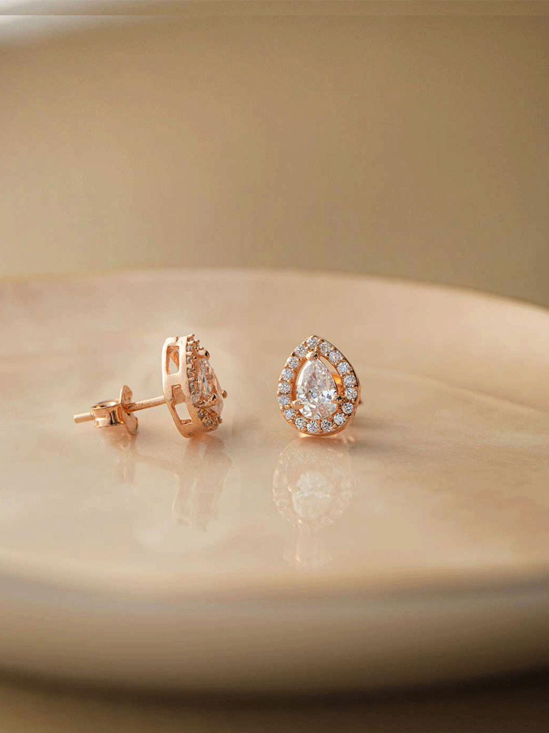 

MANNASH Woman 925 Sterling Silver Leaf Shaped Studs Earrings, Rose