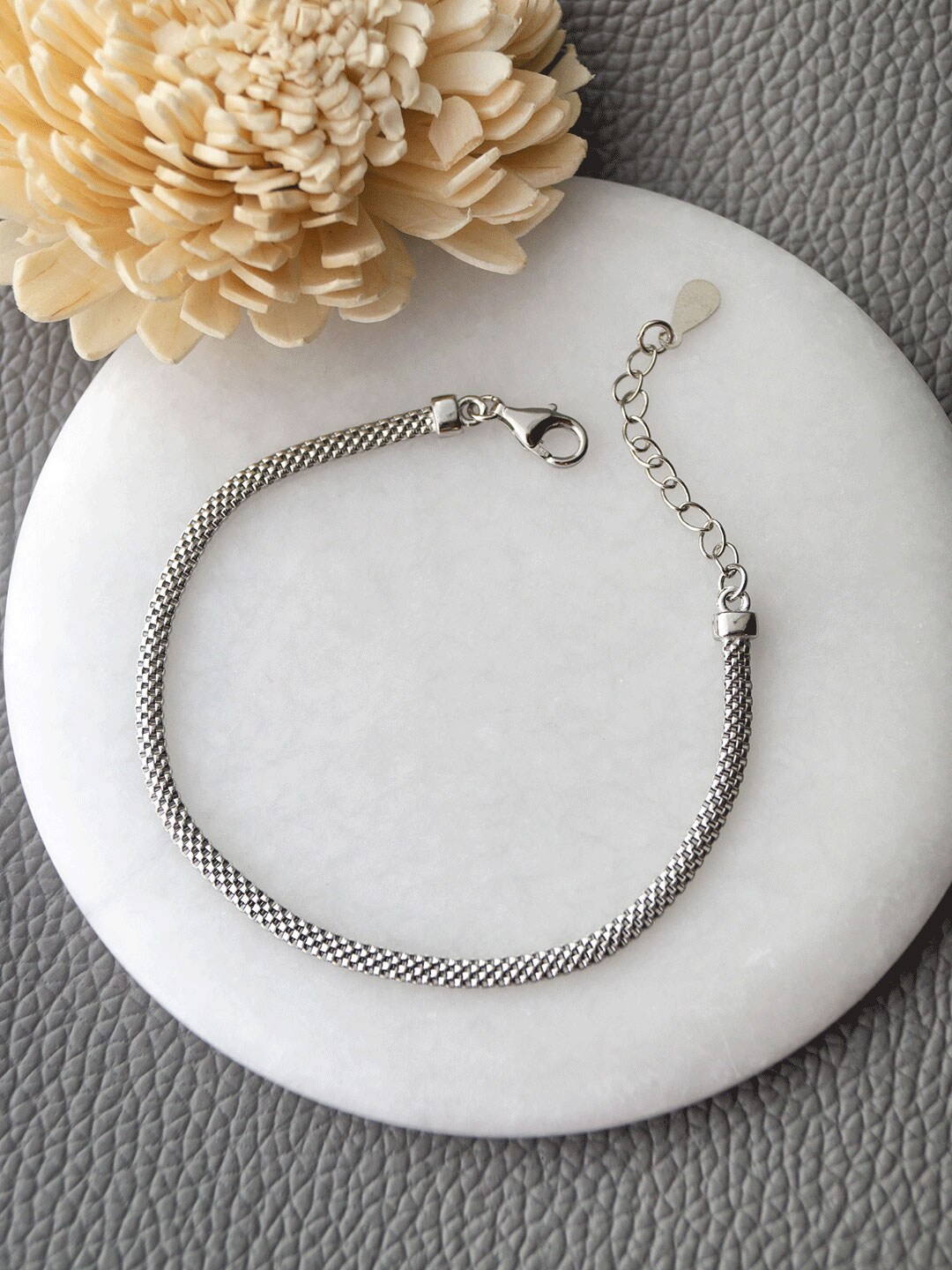 

MANNASH Women Silver-Toned Sterling Silver Handcrafted Silver-Plated Link Bracelet
