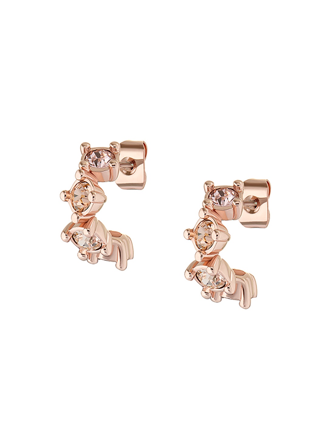 

Ted Baker White & Rose Gold-Plated Crystal Contemporary Half Hoop Earrings