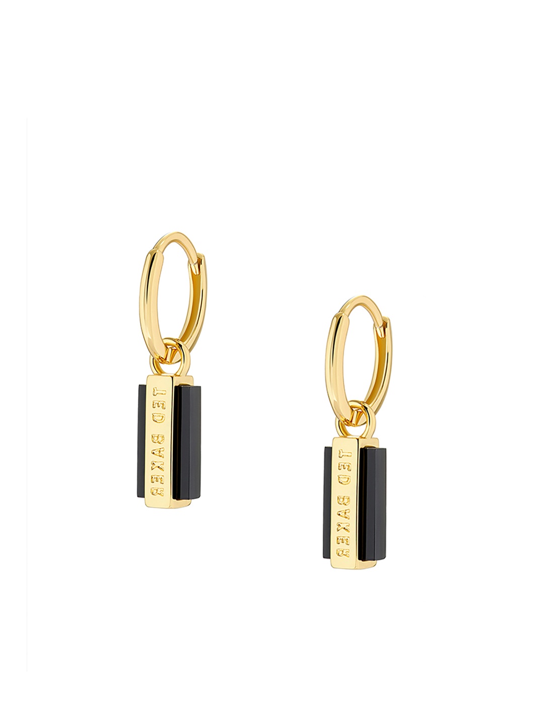 

Ted Baker Black & Gold-Plated Contemporary Hoop Earrings