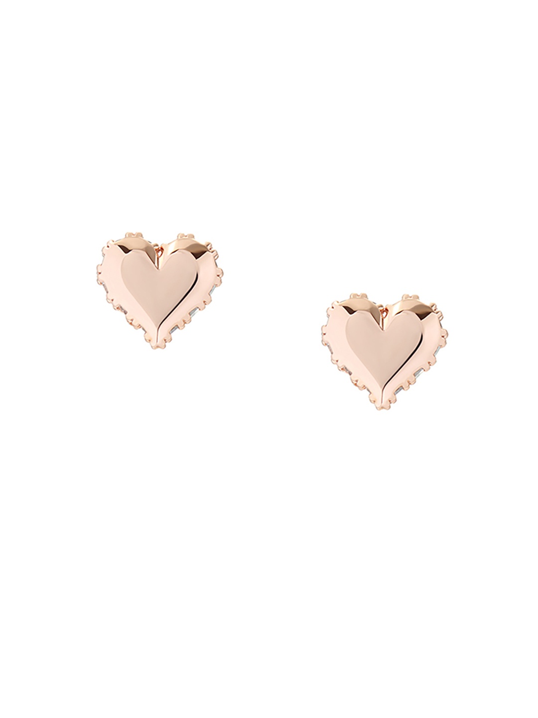 

Ted Baker White & Rose Gold-Plated Heart Shaped Studs Earrings