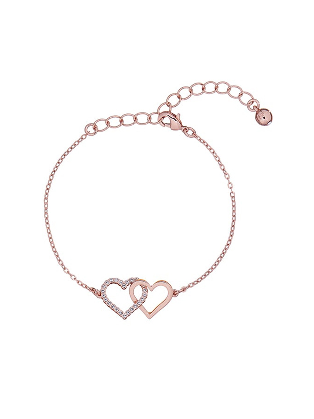 

Ted Baker Women Rose Brass Crystals Linked Love Hearts Wraparound Bracelet