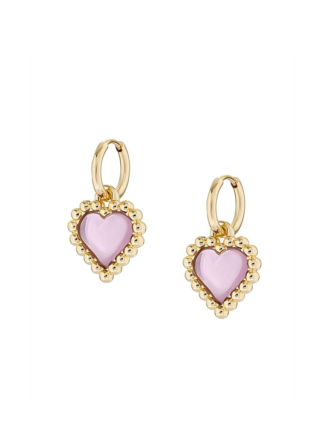 

Ted Baker Gold-Toned & Pink Heart Shaped Hoop Earrings