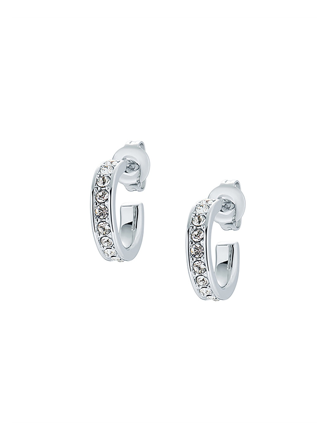 

Ted Baker Silver-Toned & White Circular Half Hoop Earrings