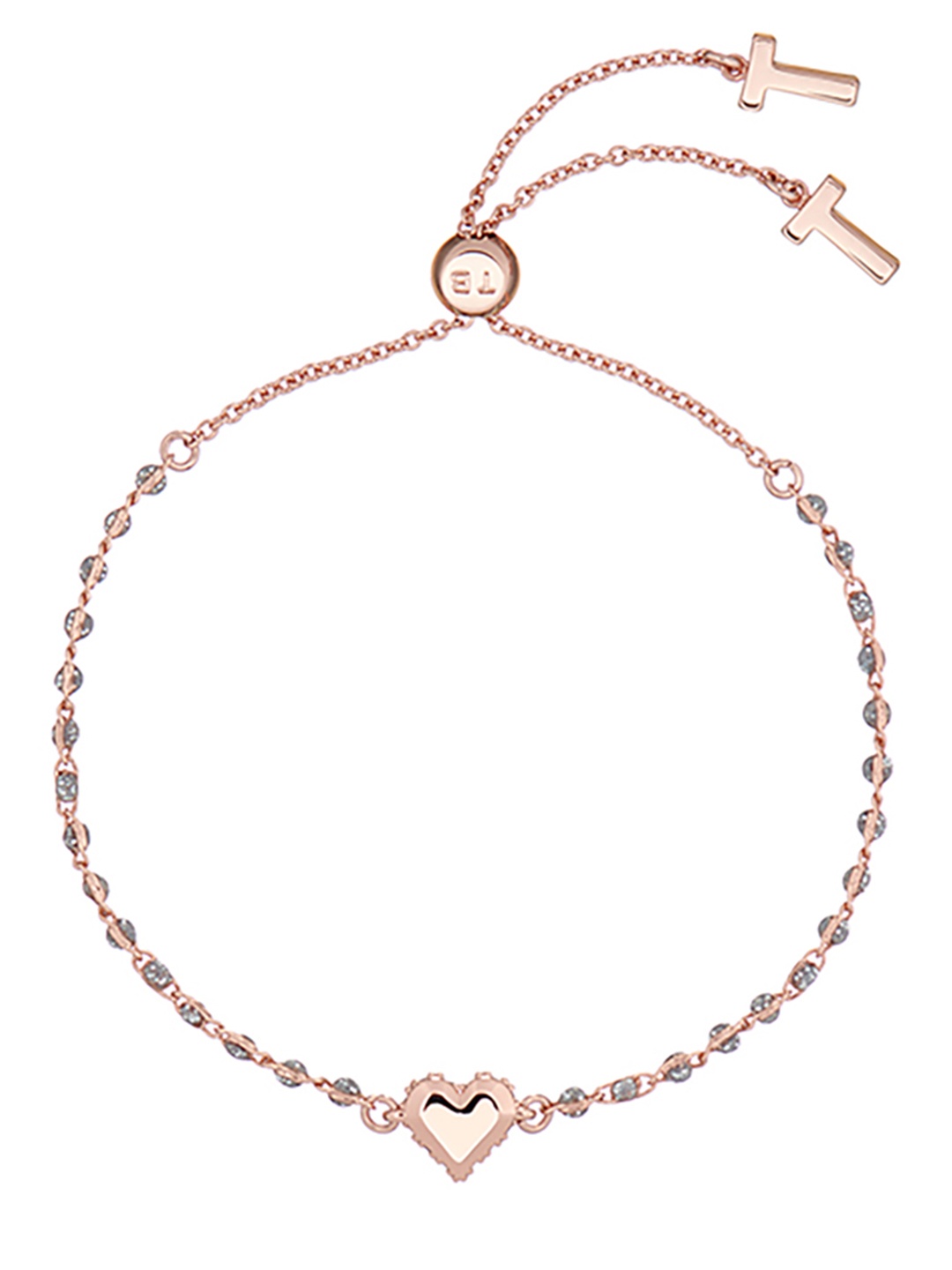 

Ted Baker Women Rose Brass Sparkle Heart Enamel Charm Bracelet