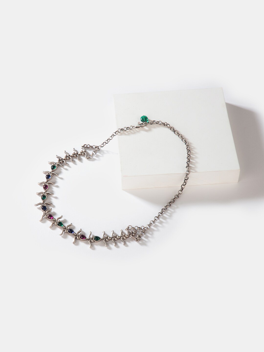 

SHAYA Silver-Toned & Green Sterling Silver Necklace