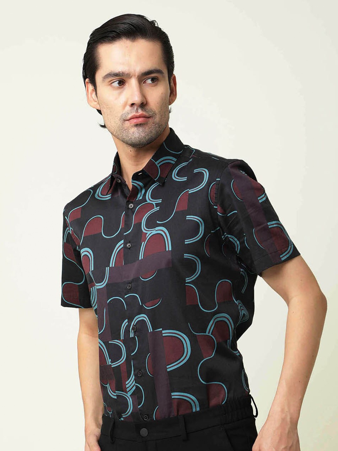 

RARE RABBIT Men Printed Slim Fit Casual Shirt, Brown