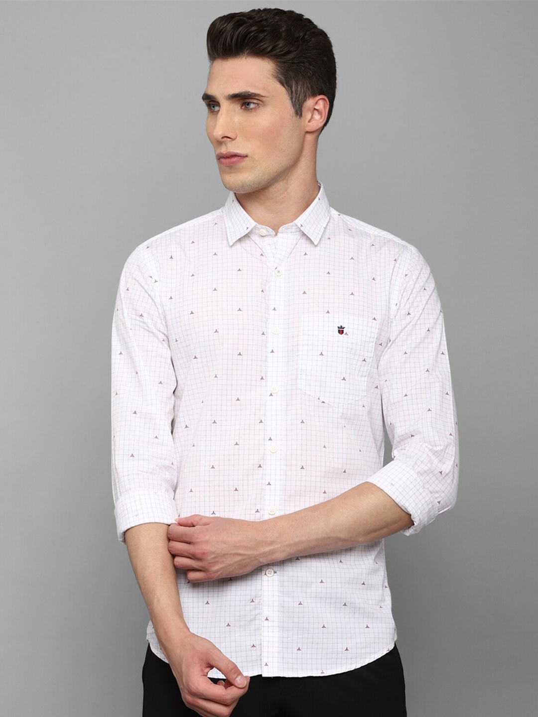 

Louis Philippe Sport Men White Slim Fit Micro Checked Pure Cotton Formal Shirt