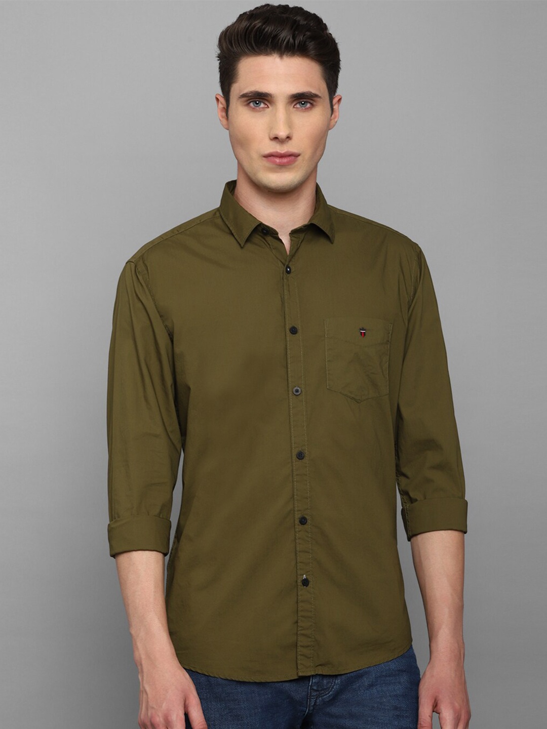 

Louis Philippe Sport Men Olive Green Slim Fit Casual Cotton Shirt