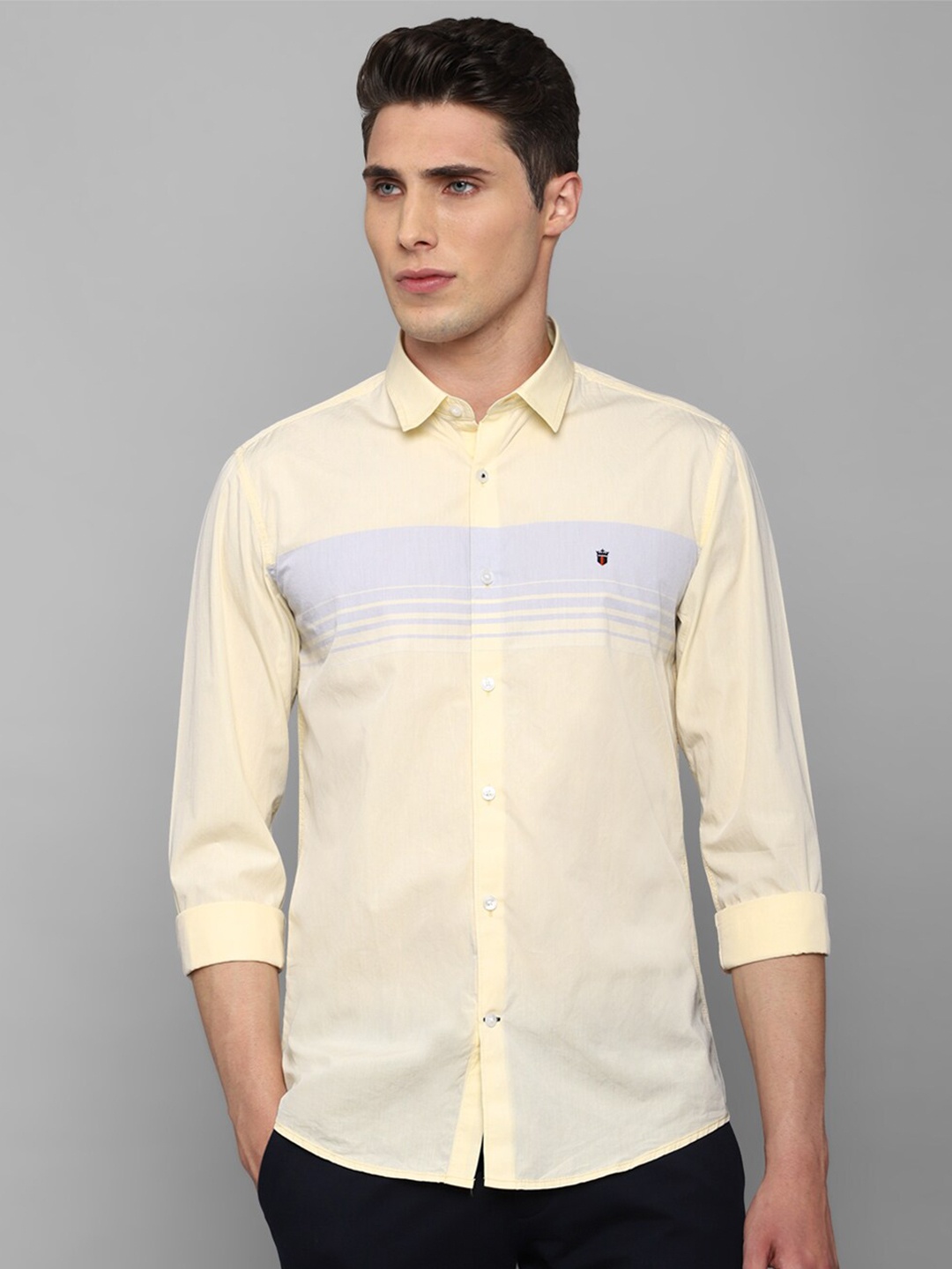 

Louis Philippe Sport Men Plus Size Yellow Slim Fit Colourblocked Casual Cotton Shirt