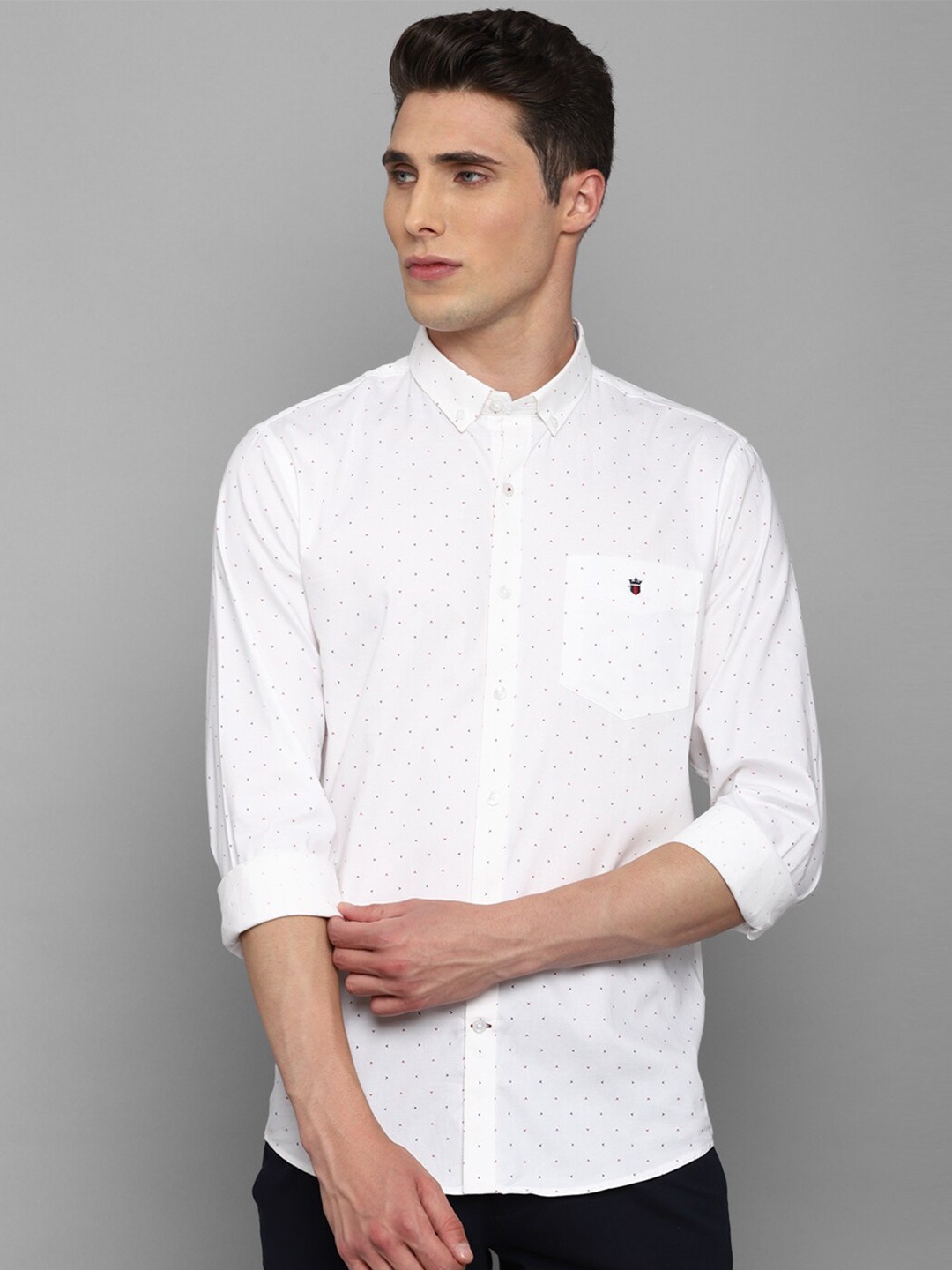 

Louis Philippe Sport Men Plus Size White Slim Fit Printed Pure Cotton Casual Shirt