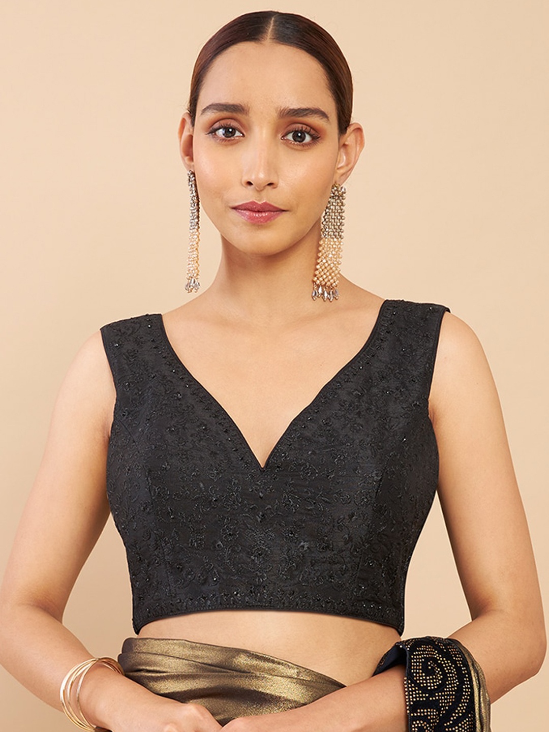 

Soch Black Embroidered Saree Blouse