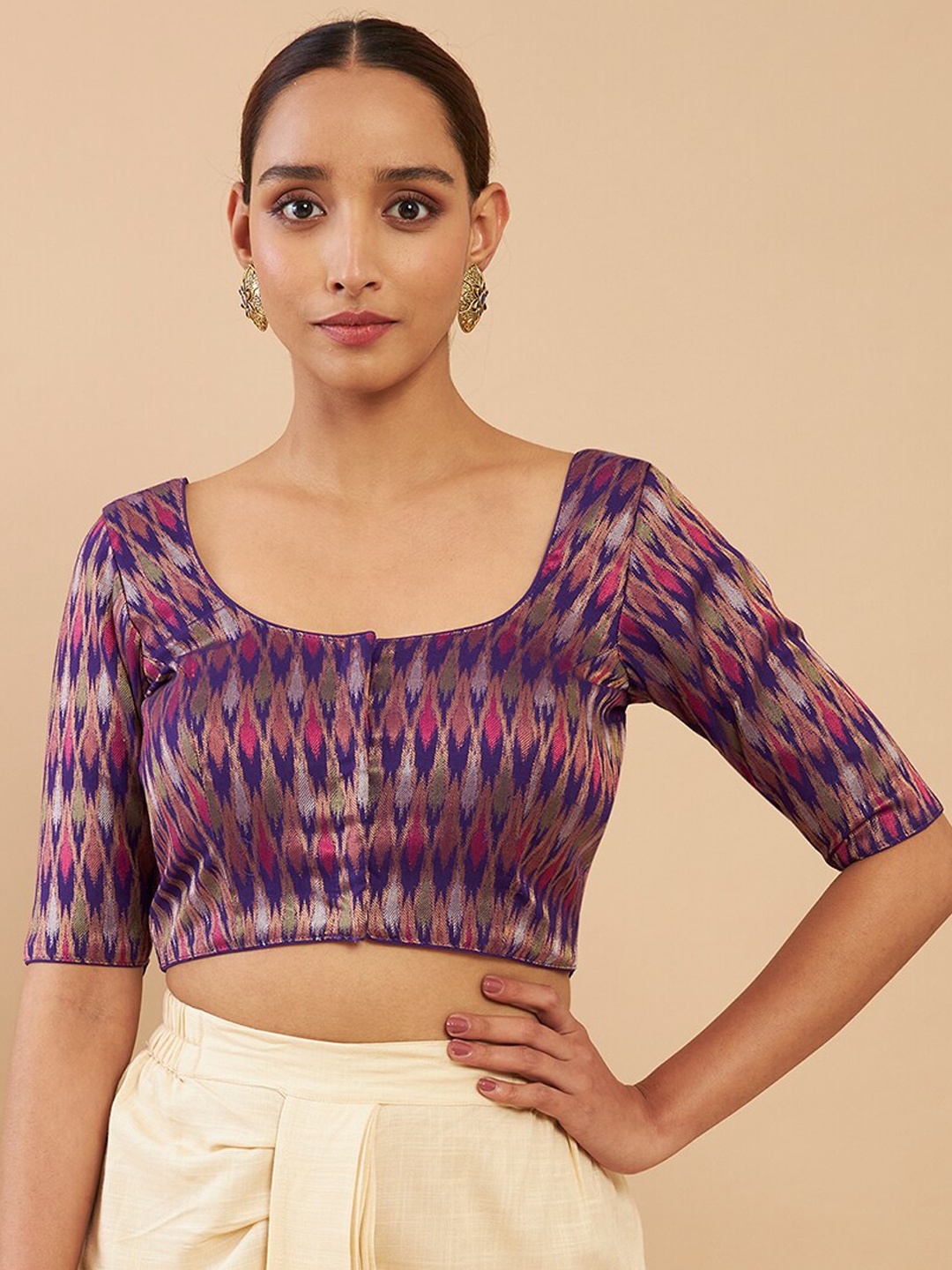 

Soch Women Purple Printed Saree Blouse