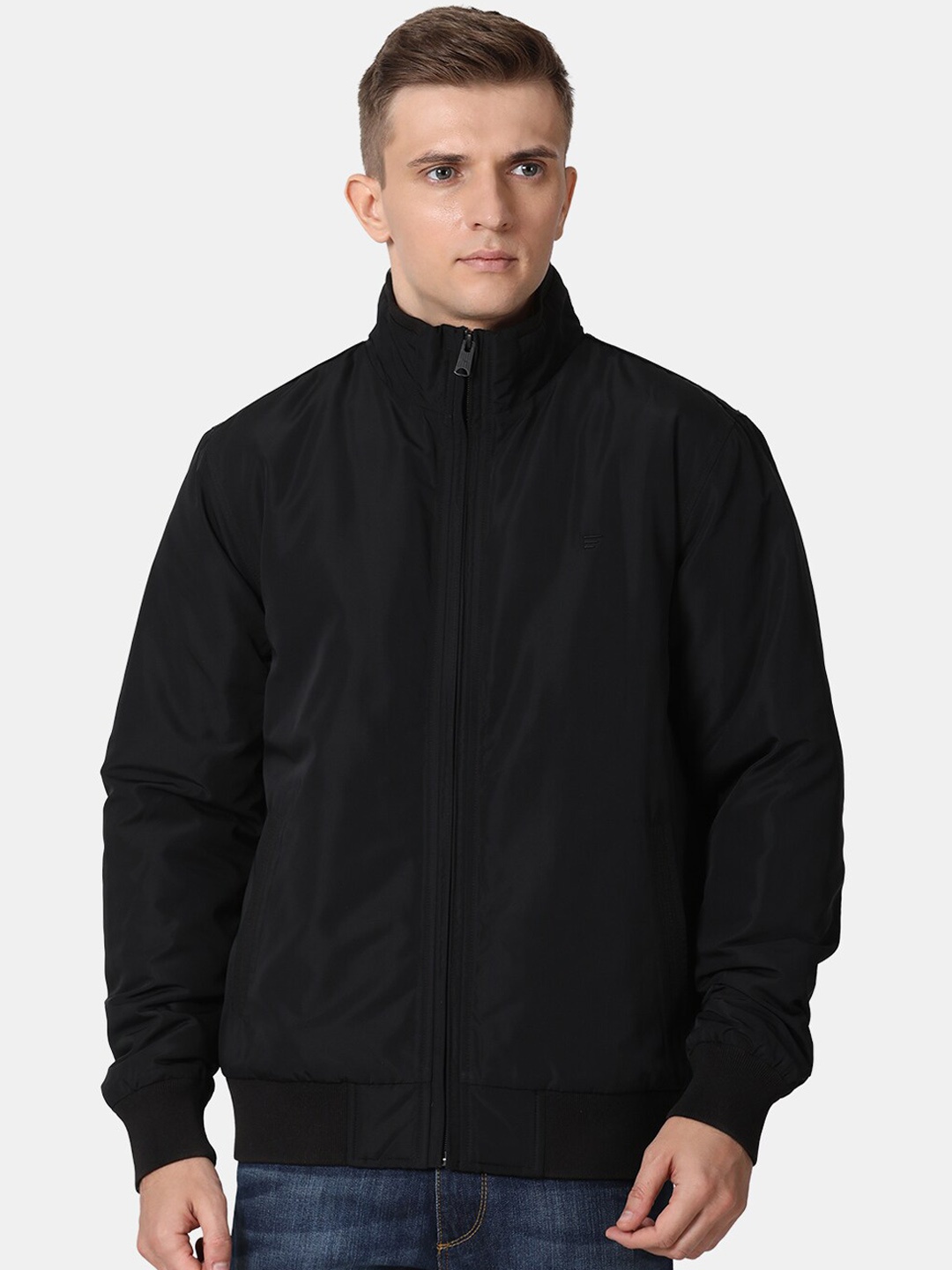 

t-base Men Solid Windcheater Padded Jacket, Black