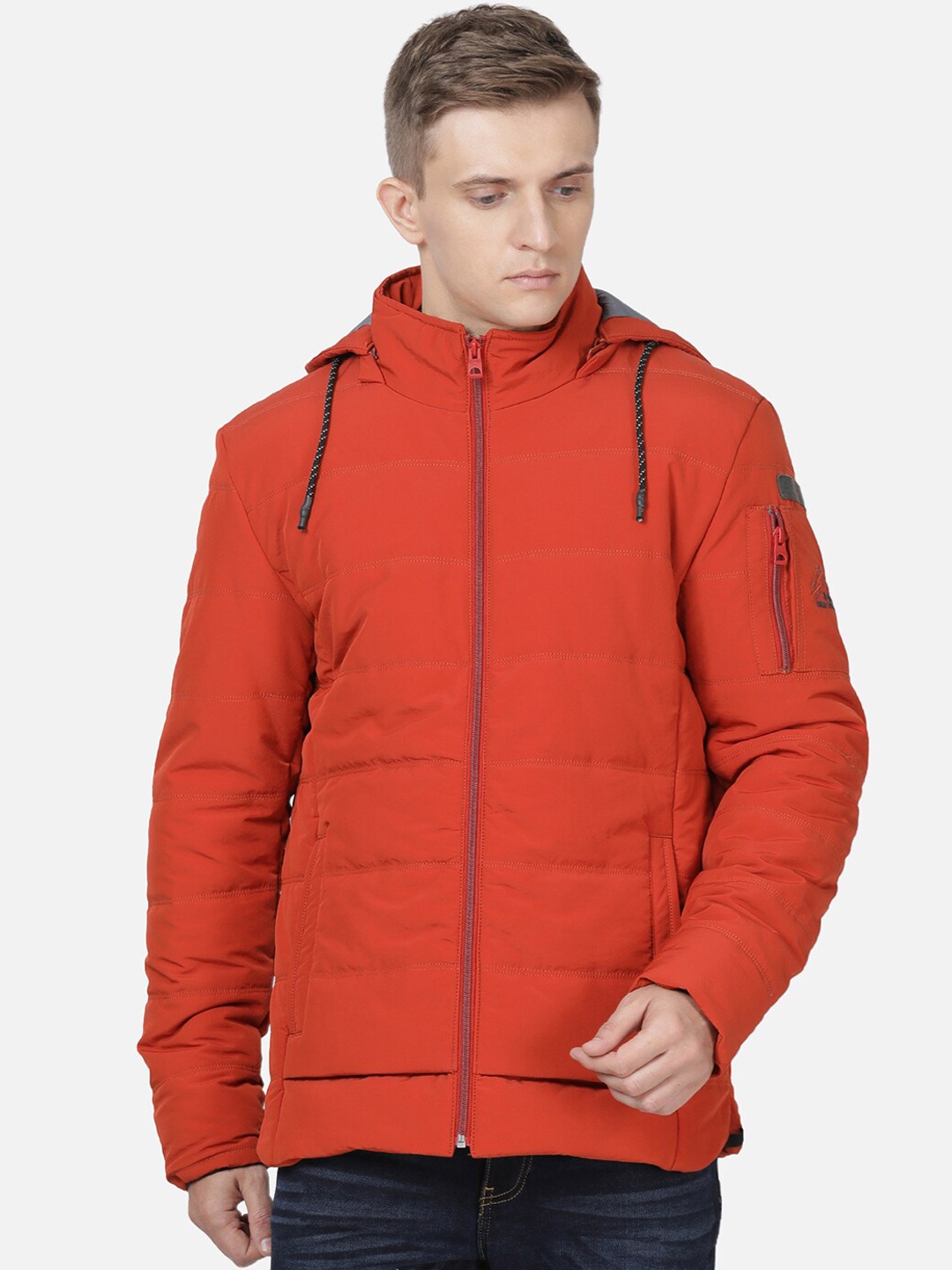 

t-base Men Windcheater Puffer Jacket, Orange