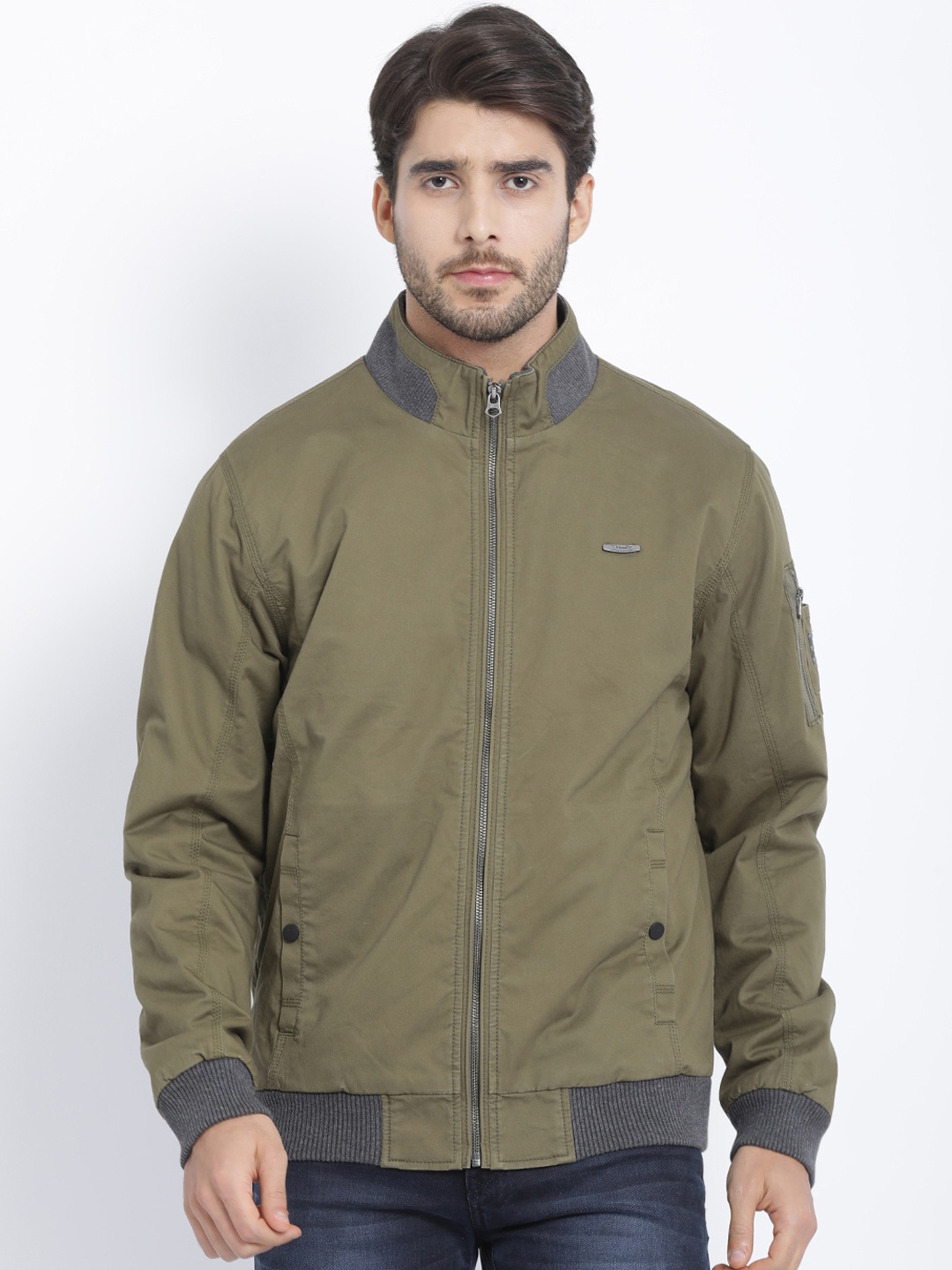 

t-base Men Olive Green Windcheater Bomber Jacket