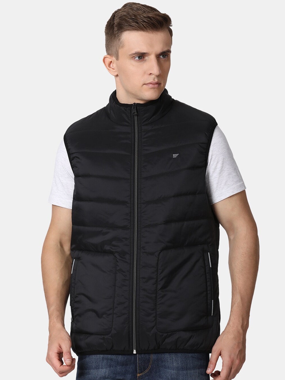 

t-base Men Black Windcheater Puffer Jacket